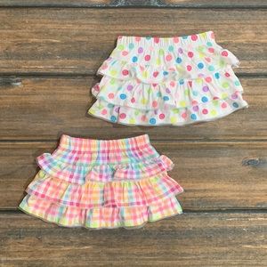 Set of 2 Garanimals 3-6 Month Girls Skorts - Plaid and Smiley Faces